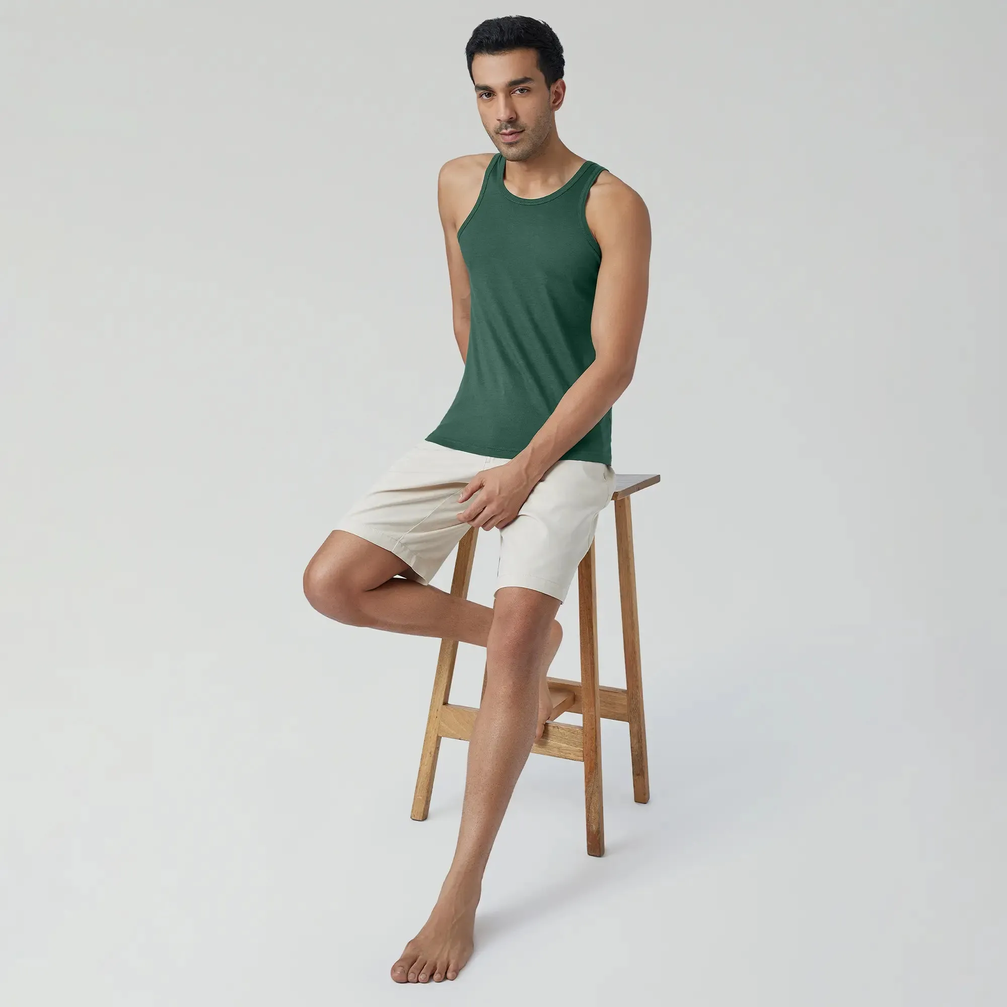 Ace Modal-Cotton Vest Forest Green