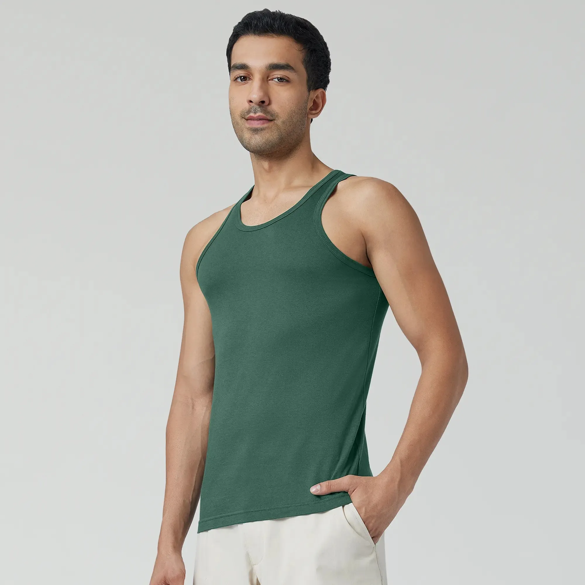Ace Modal-Cotton Vest Forest Green