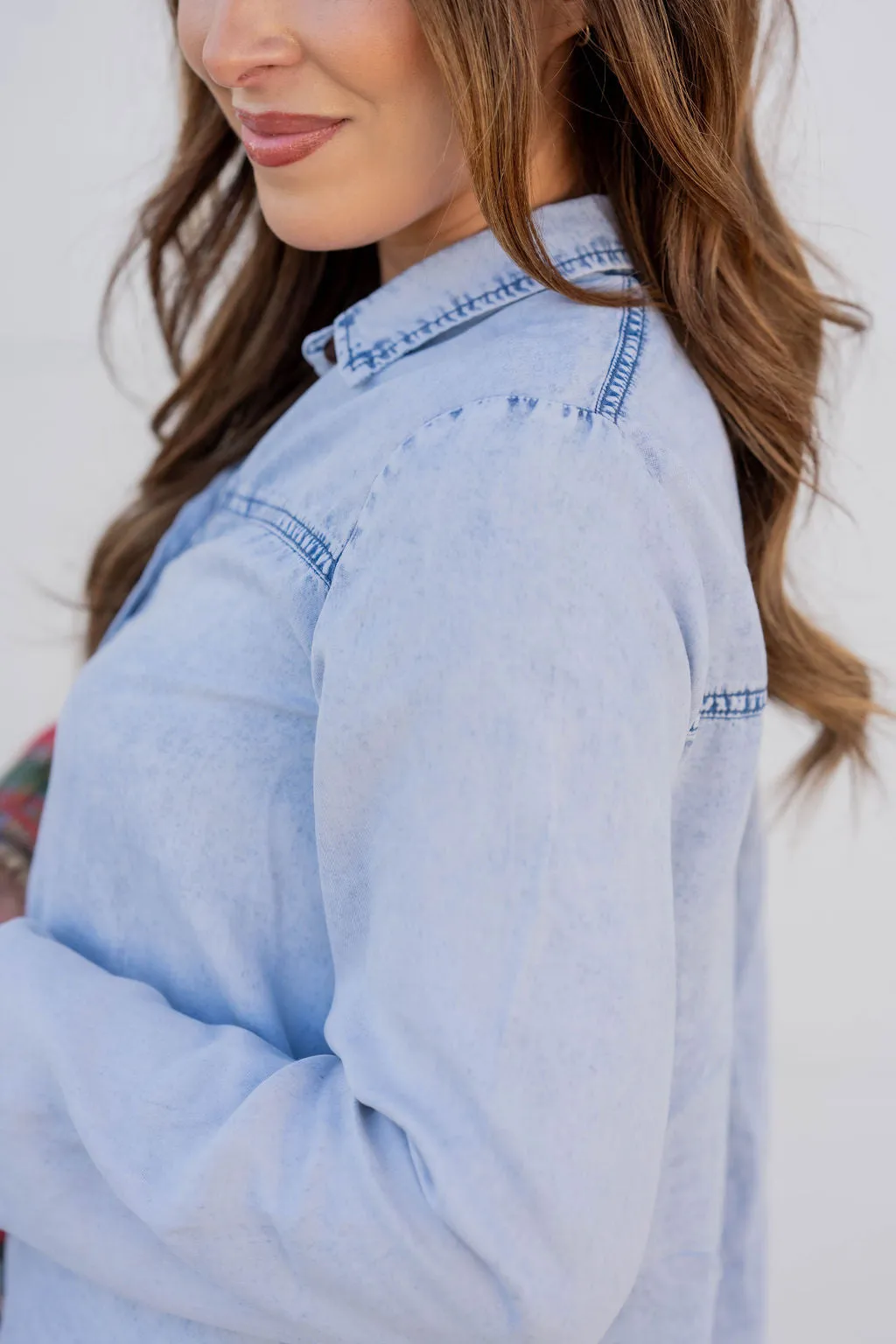 Acid Washed Denim Blouse