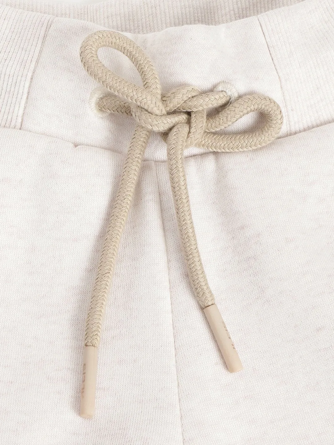 Alcis Girls Cream-Coloured Solid Straight Fit Knitted Sports Joggers