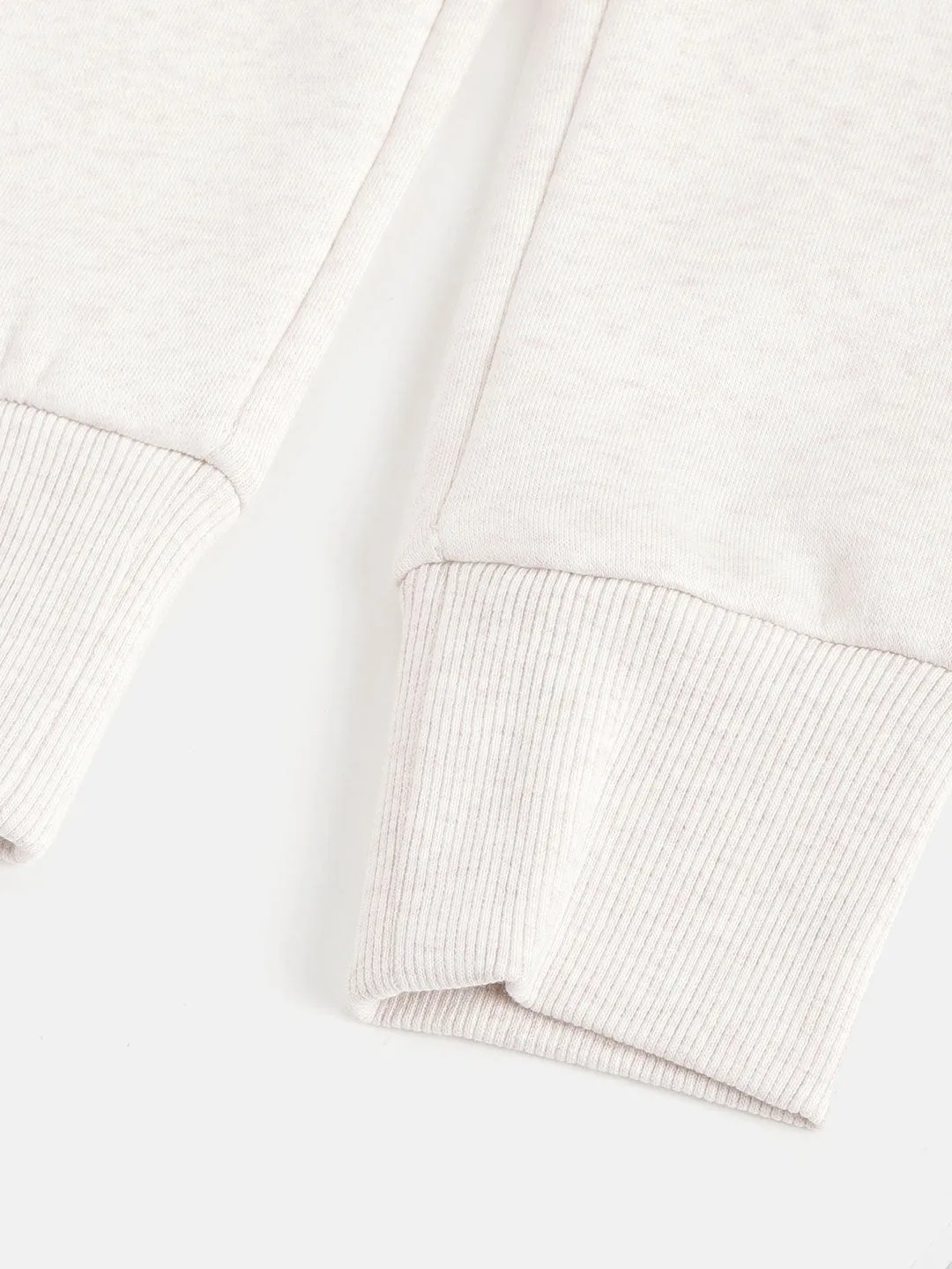 Alcis Girls Cream-Coloured Solid Straight Fit Knitted Sports Joggers
