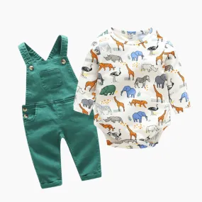 Animal Print Overall Set