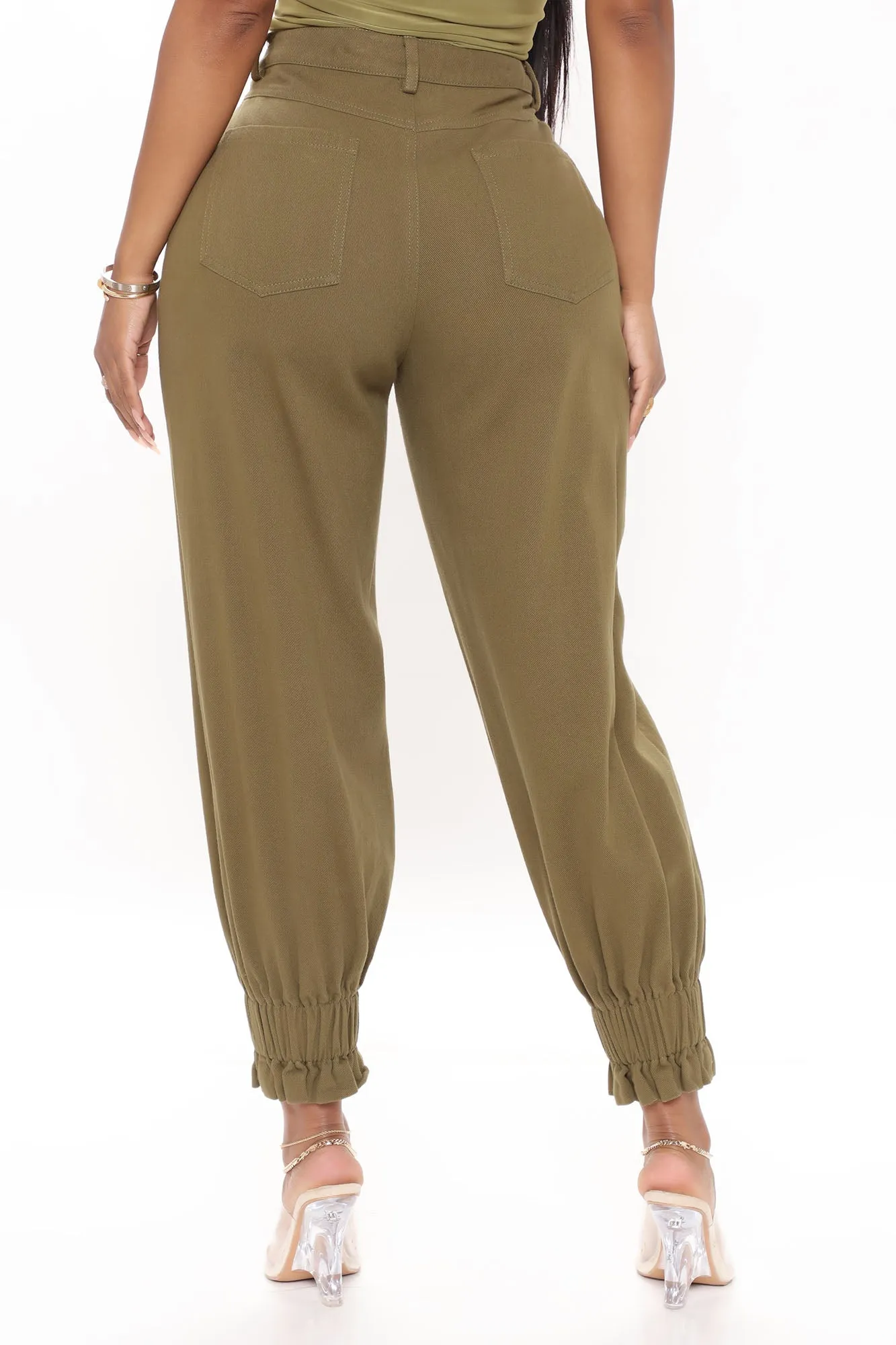 Berlin Slouchy Denim Joggers - Olive