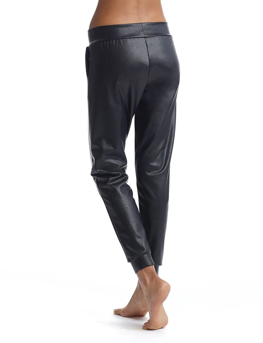 COMMANDO FAUX LEATHER JOGGER BLACK