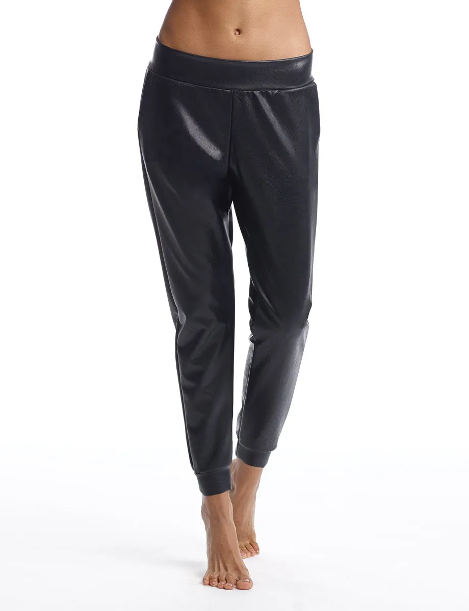 COMMANDO FAUX LEATHER JOGGER BLACK