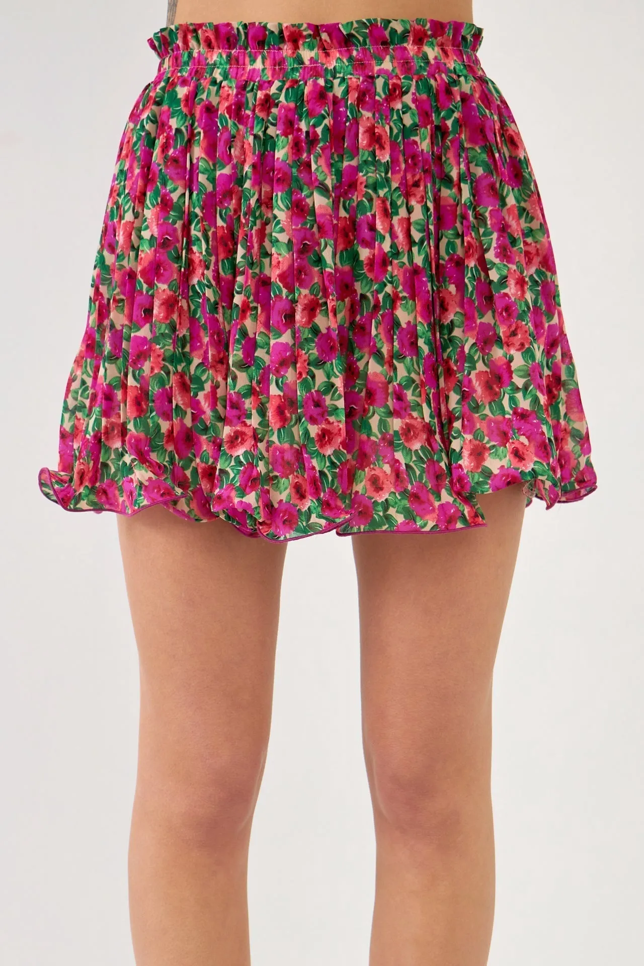 Floral Pleated Elasticized Skirt