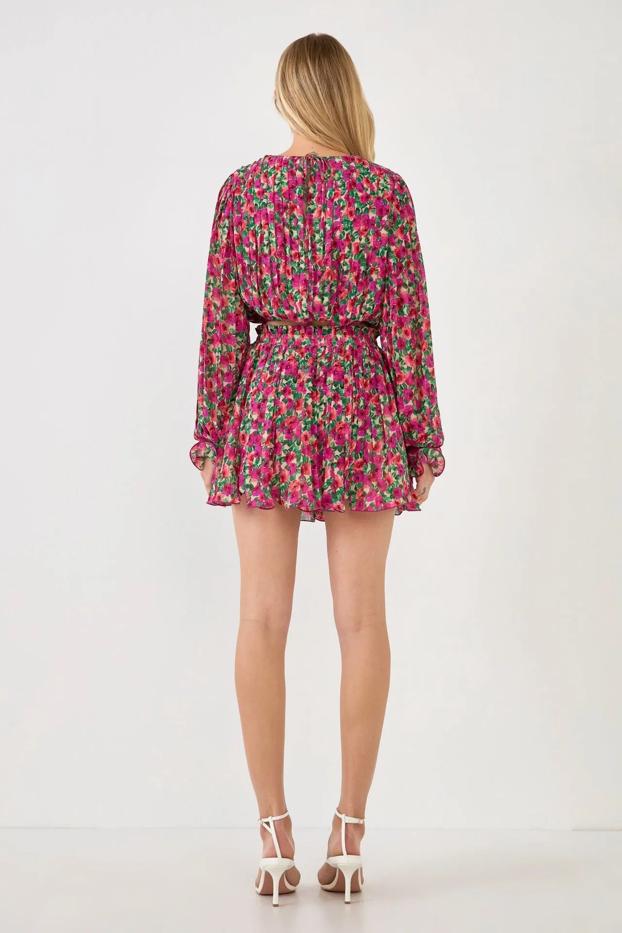 Floral Pleated Elasticized Skirt