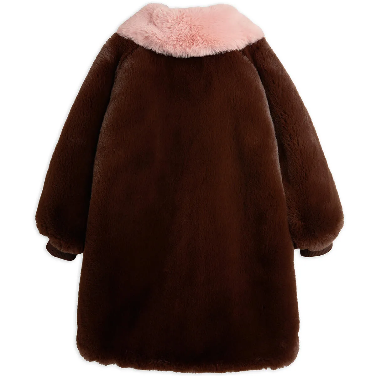 Fluffy Faux Fur Coat in Brown by Mini Rodini