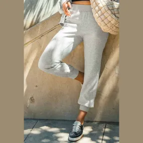 High Rise Elastic Waist Knit Joggers with Pockets