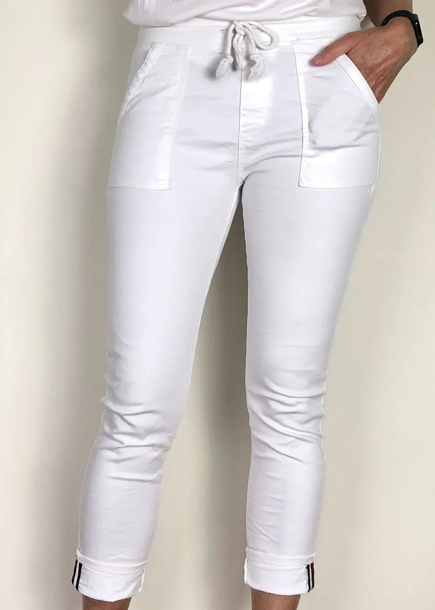 ITALIAN STAR Classic Polo Drill Jogger - White