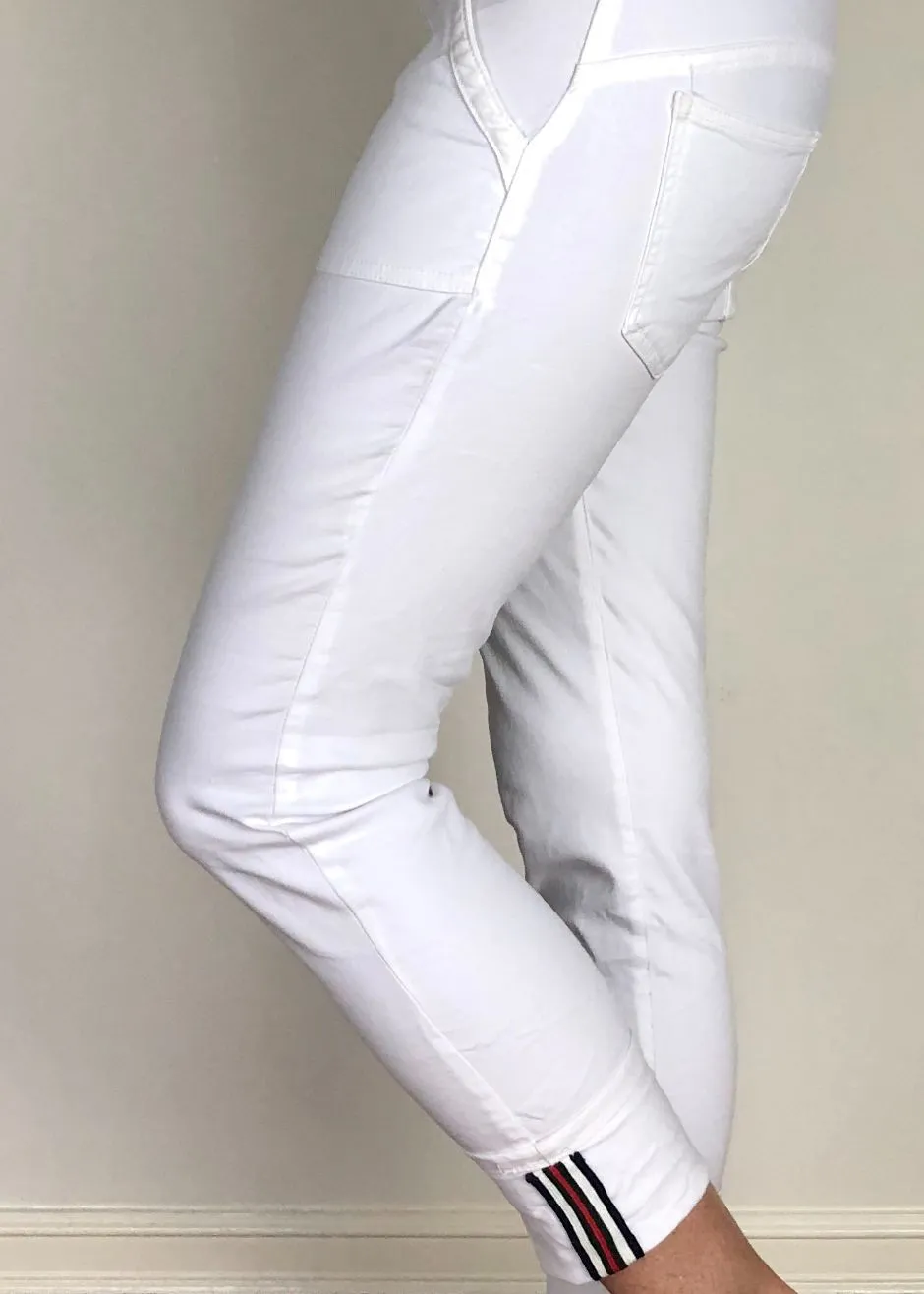 ITALIAN STAR Classic Polo Drill Jogger - White