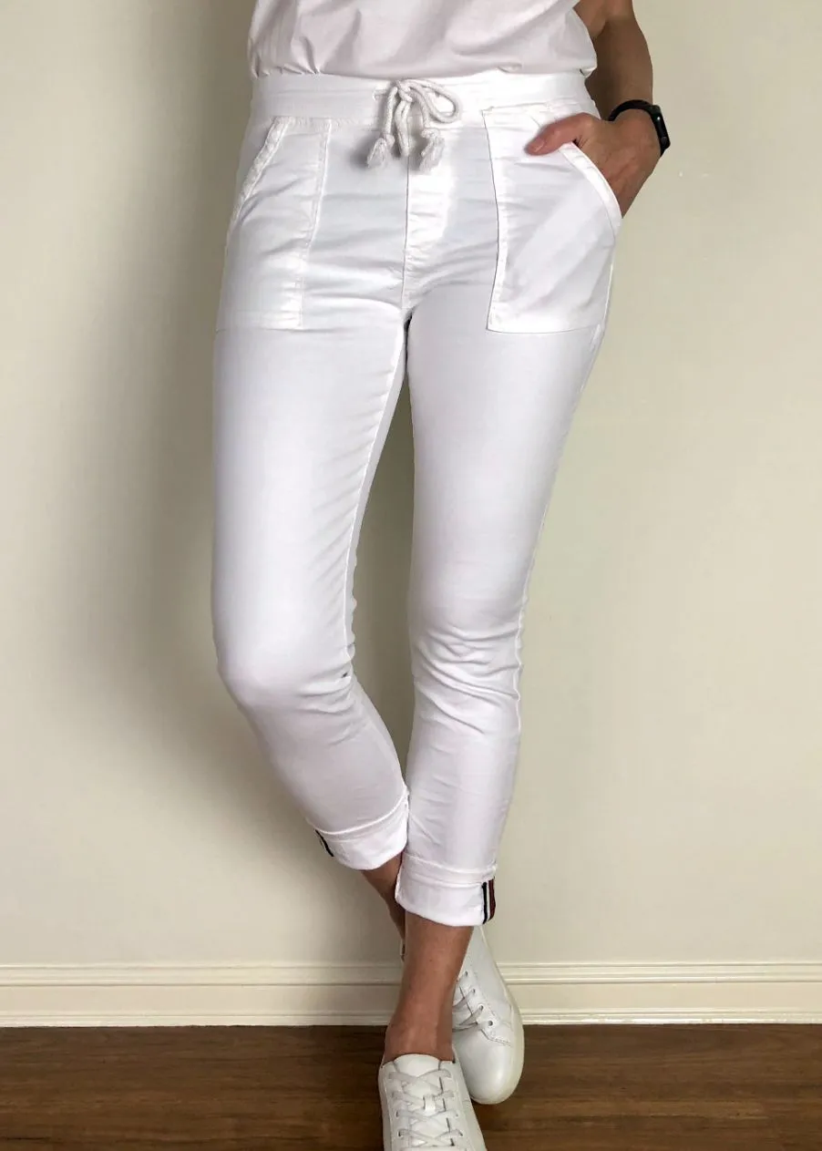 ITALIAN STAR Classic Polo Drill Jogger - White