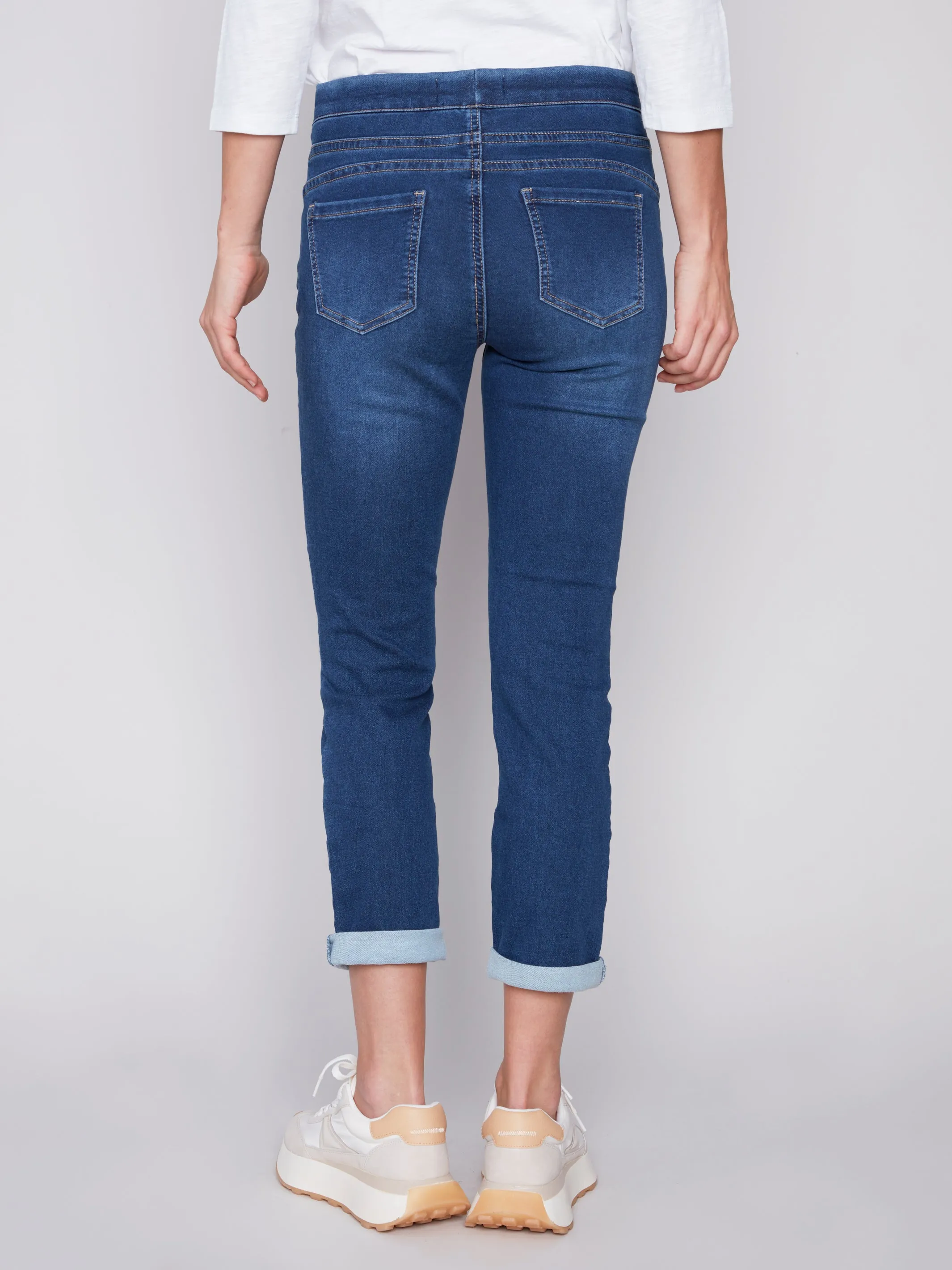 Knit Denim Jogger Pants