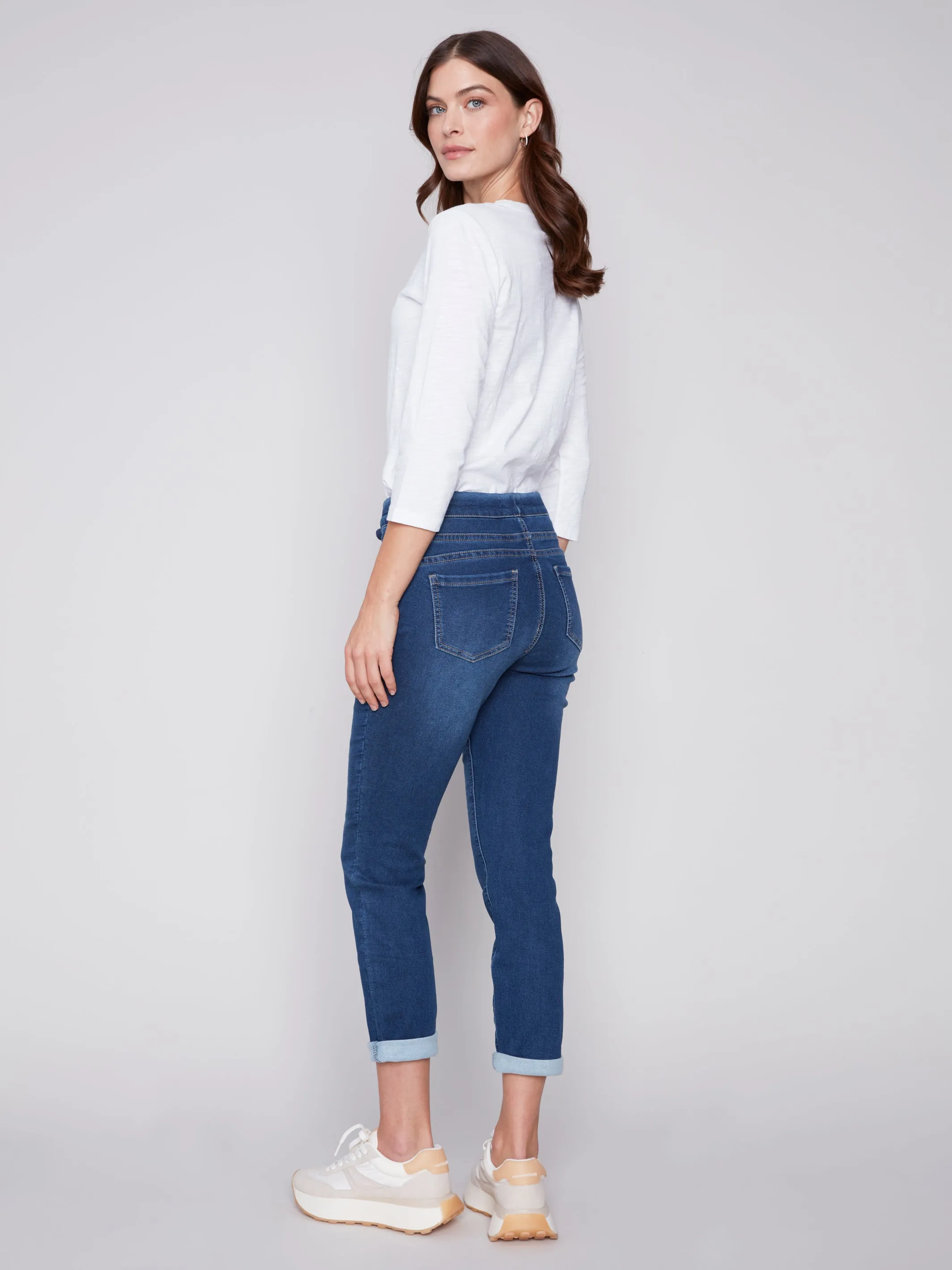 Knit Denim Jogger Pants