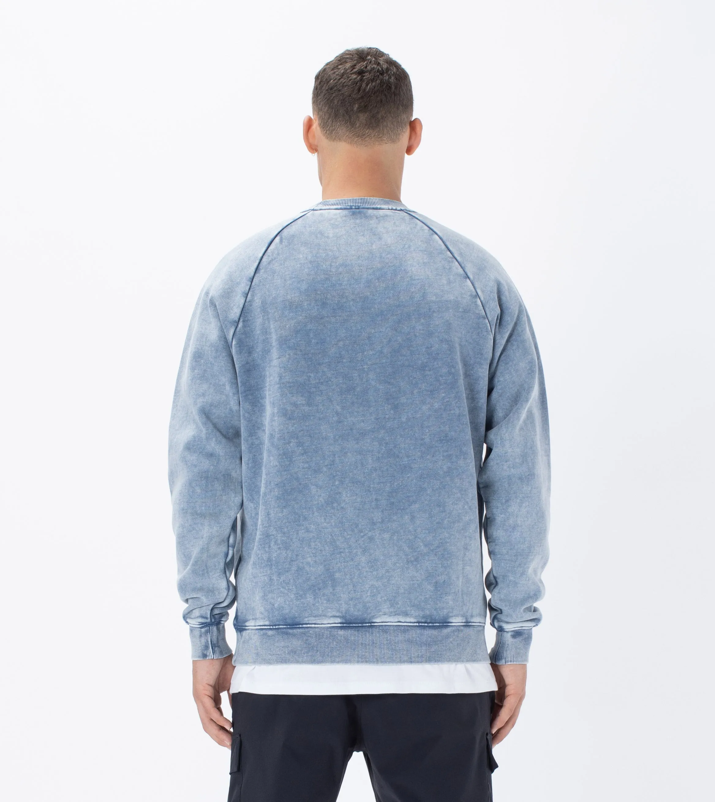 Lowgo Raglan Crew Sweat Salt Blue