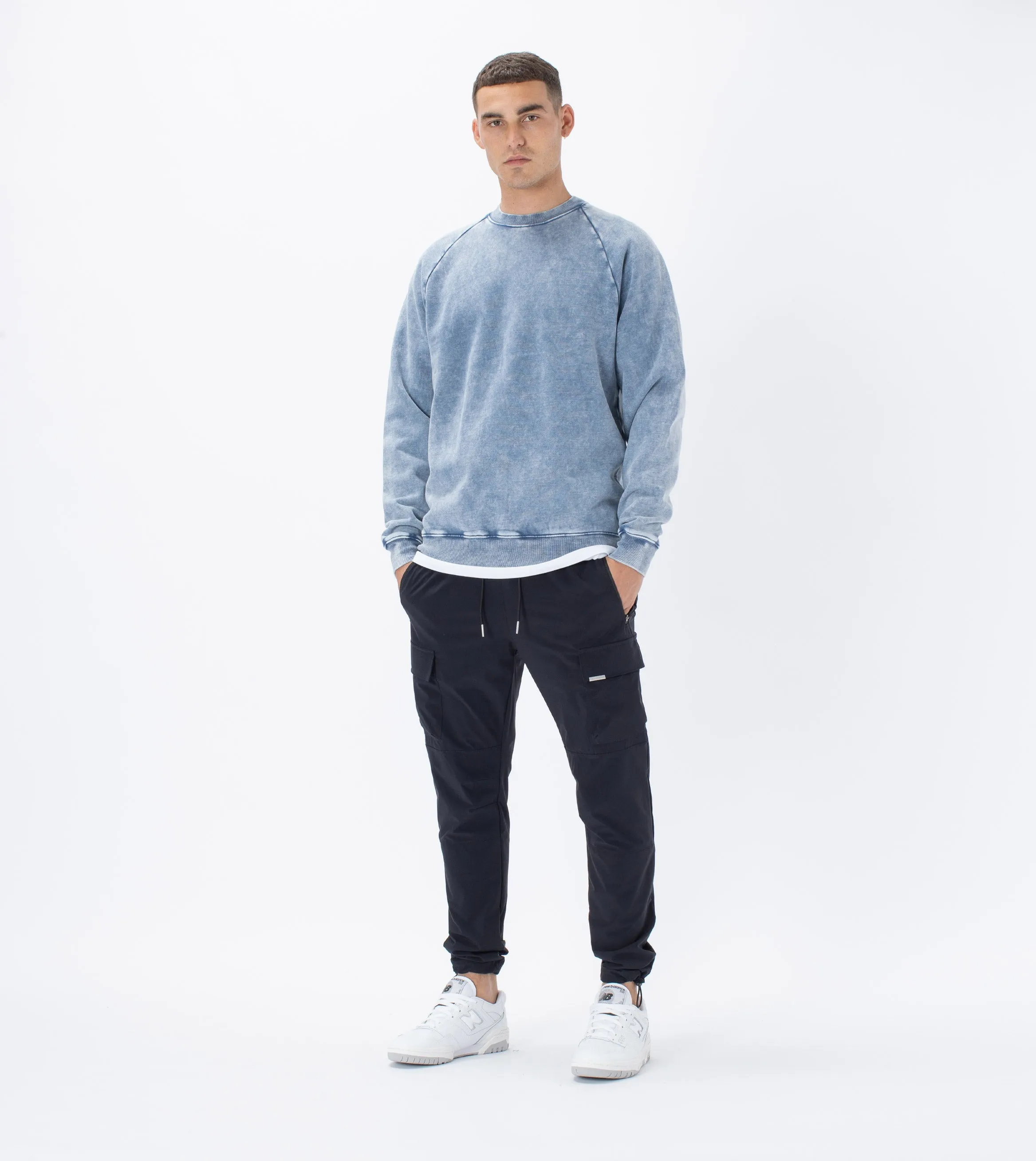 Lowgo Raglan Crew Sweat Salt Blue
