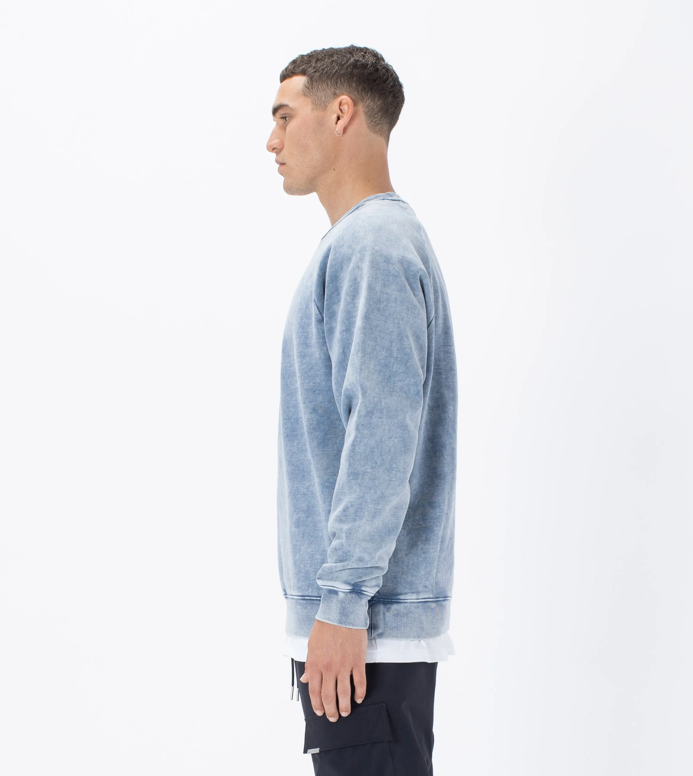 Lowgo Raglan Crew Sweat Salt Blue