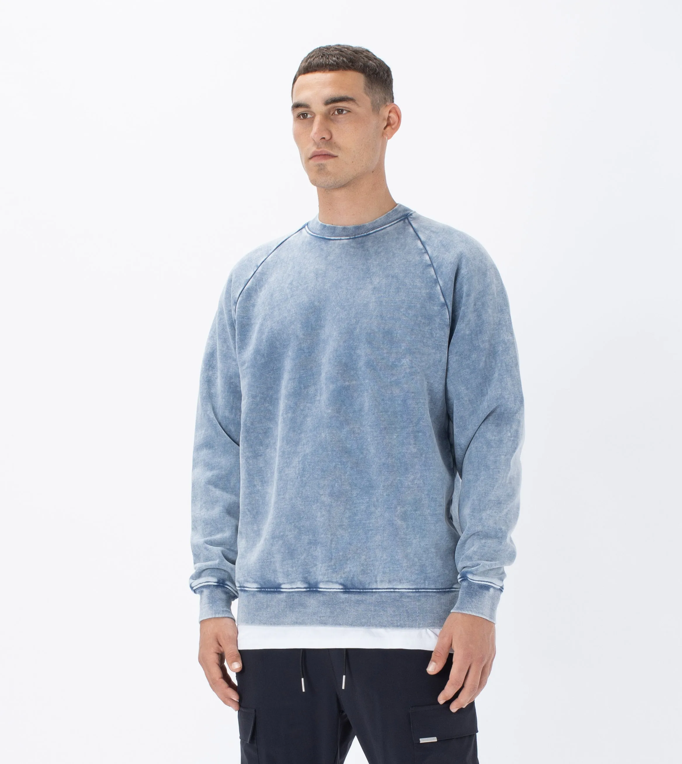 Lowgo Raglan Crew Sweat Salt Blue