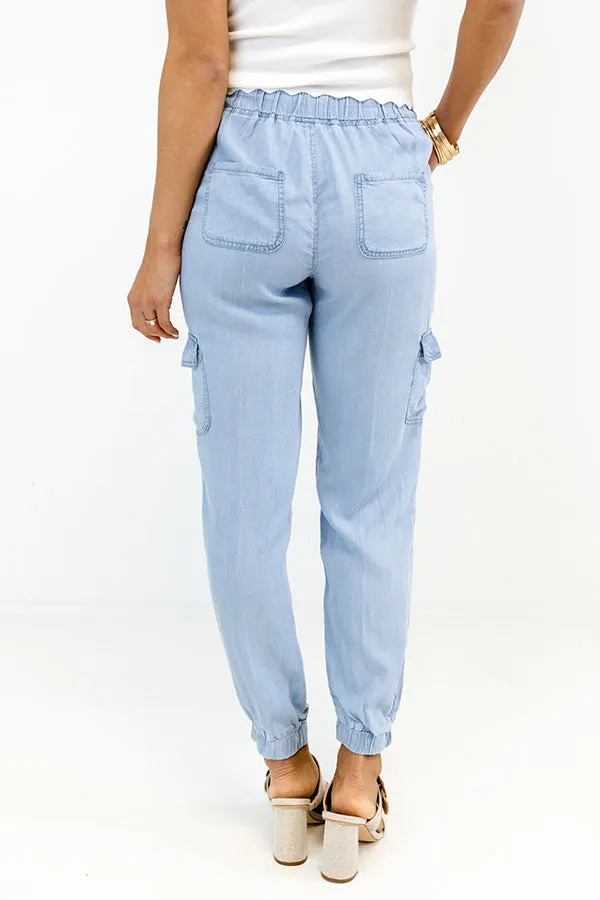 Midtown High Waist Chambray Joggers