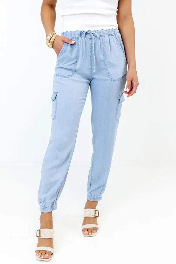 Midtown High Waist Chambray Joggers