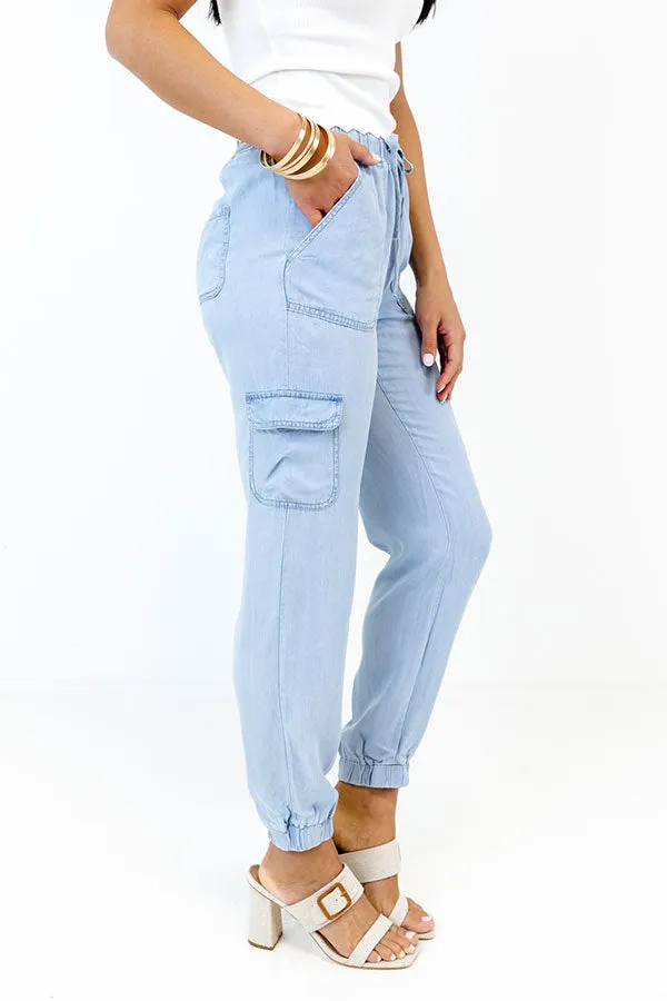 Midtown High Waist Chambray Joggers