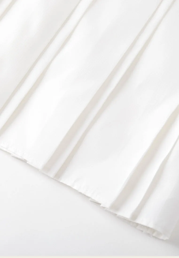 Panelled Pleated-detail Contrast-trim Elasticated-waistband Skirt