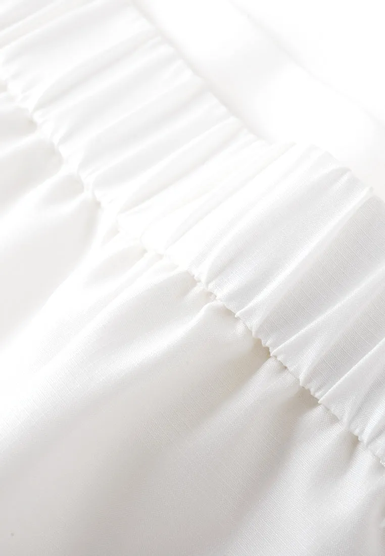 Panelled Pleated-detail Contrast-trim Elasticated-waistband Skirt