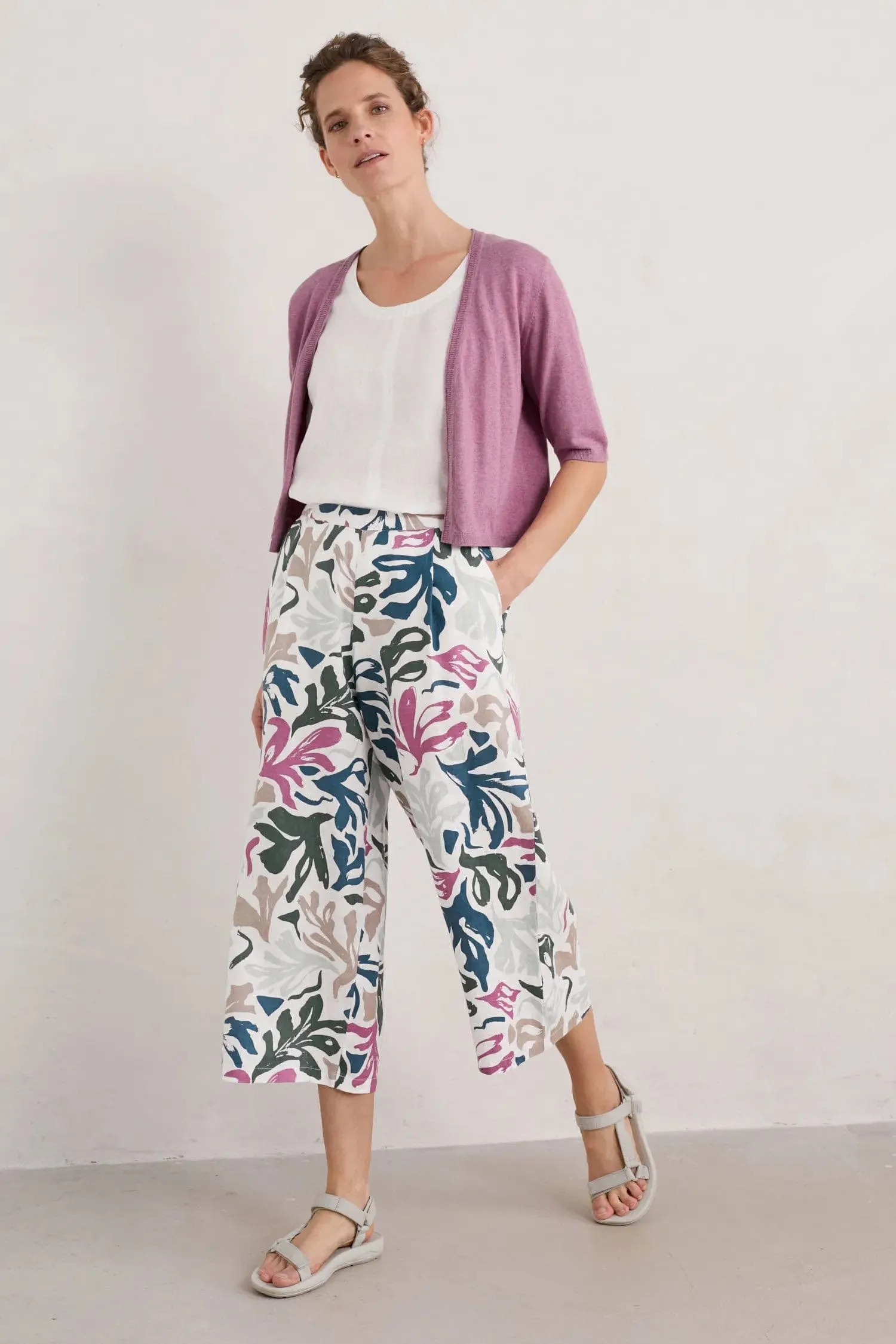 Peaceful Haven Linen Culottes - Sea Frond Chalk