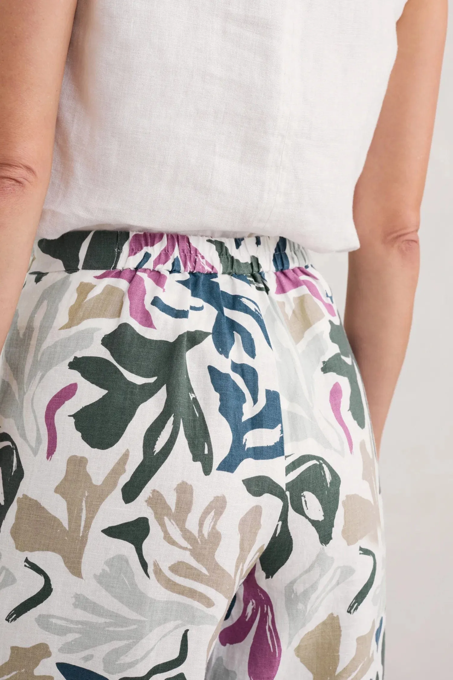 Peaceful Haven Linen Culottes - Sea Frond Chalk