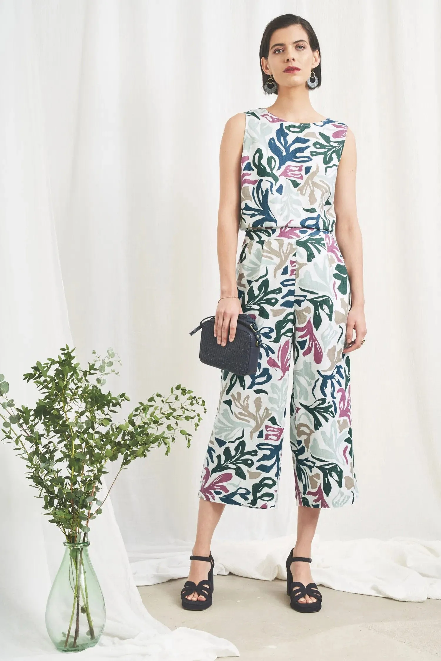 Peaceful Haven Linen Culottes - Sea Frond Chalk