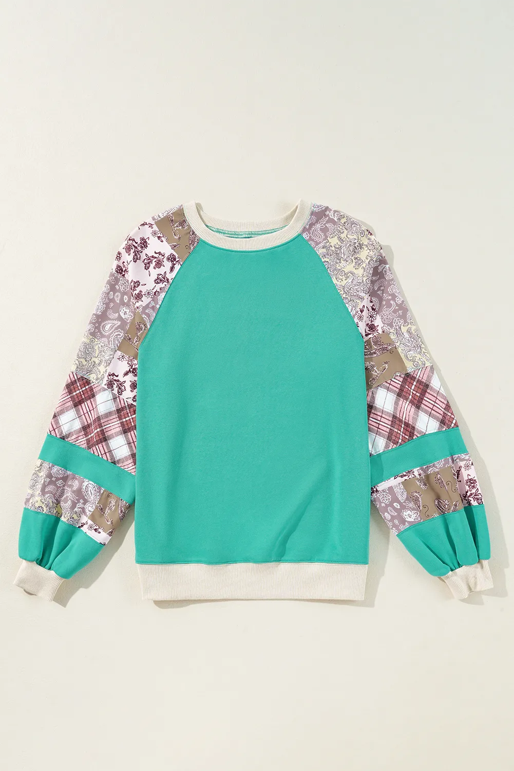 Plaid Paisley Long Sleeve Top