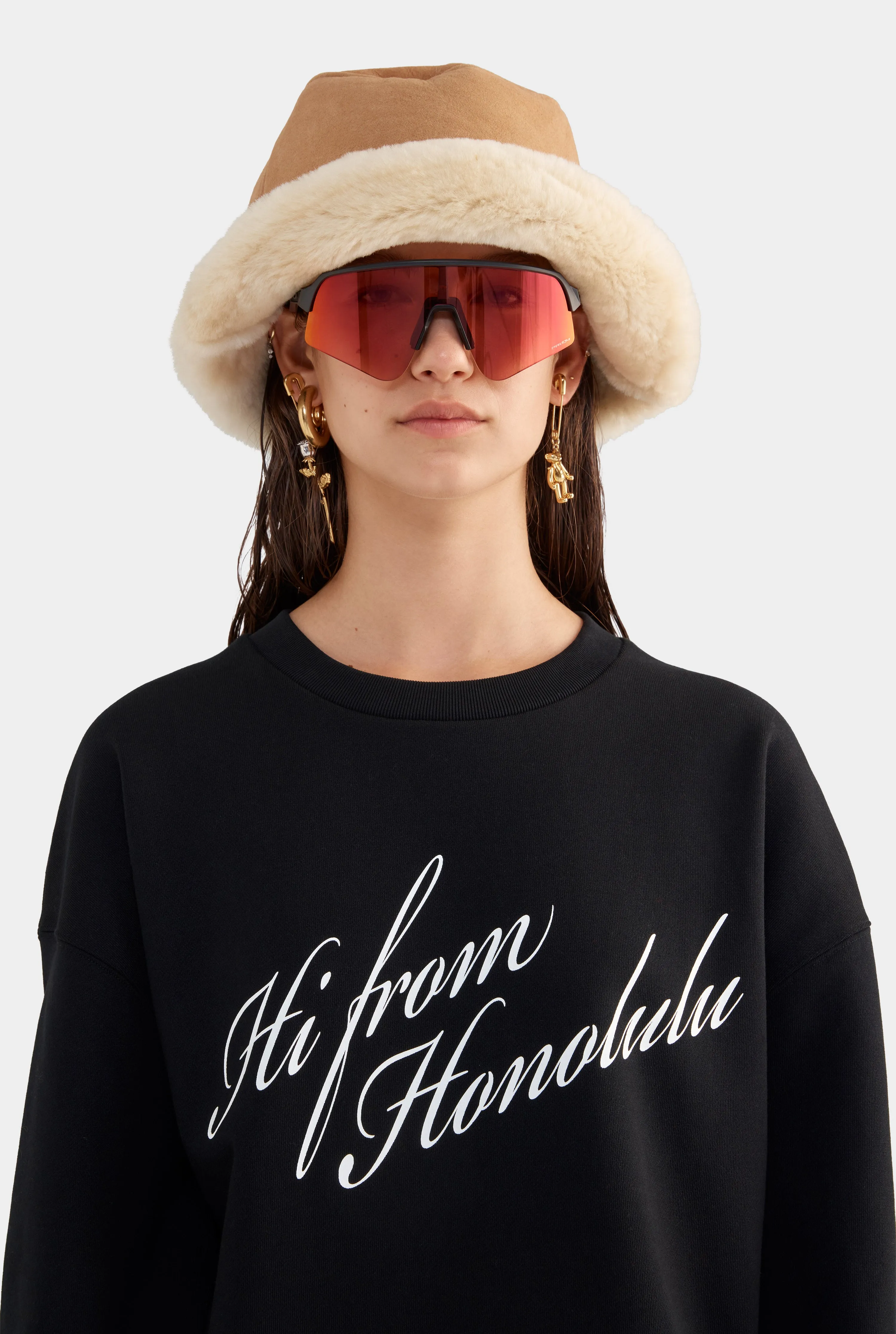 Relaxed Fleece Track Crewneck - Black