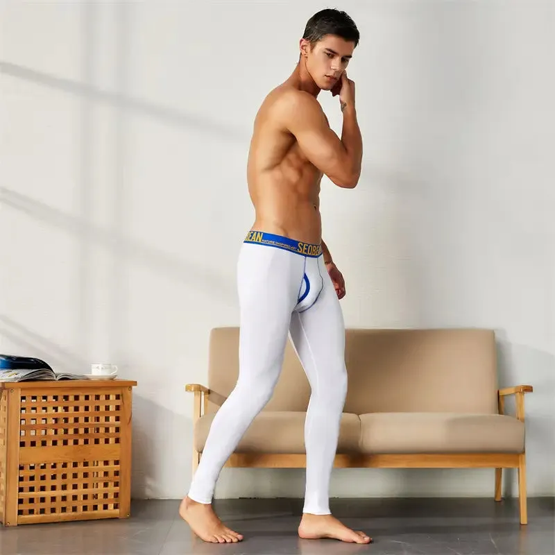 Seobean Men's Thermal Long Johns - Low Rise Cotton Spandex Underwear