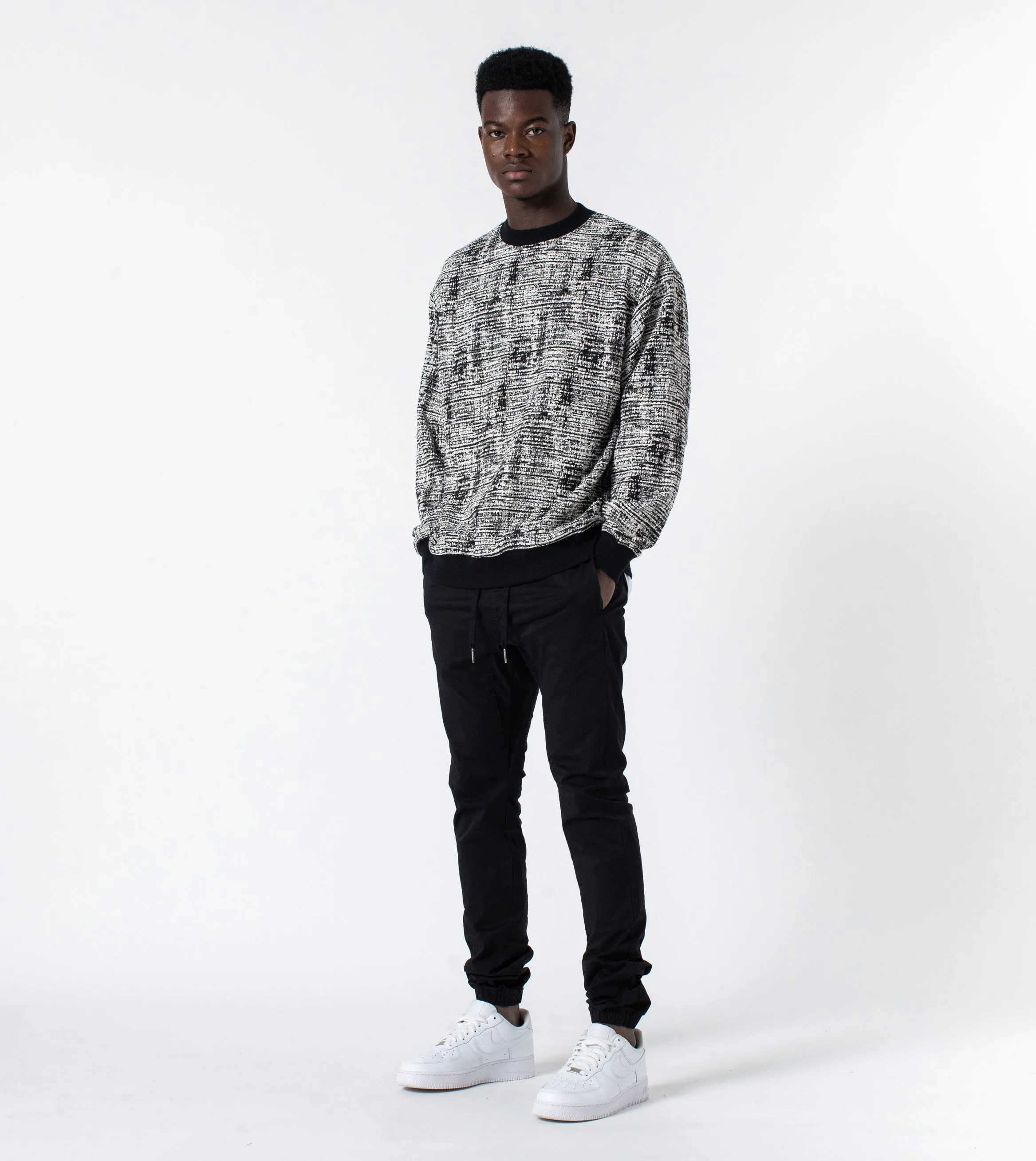 Static Crew Sweat Black/White