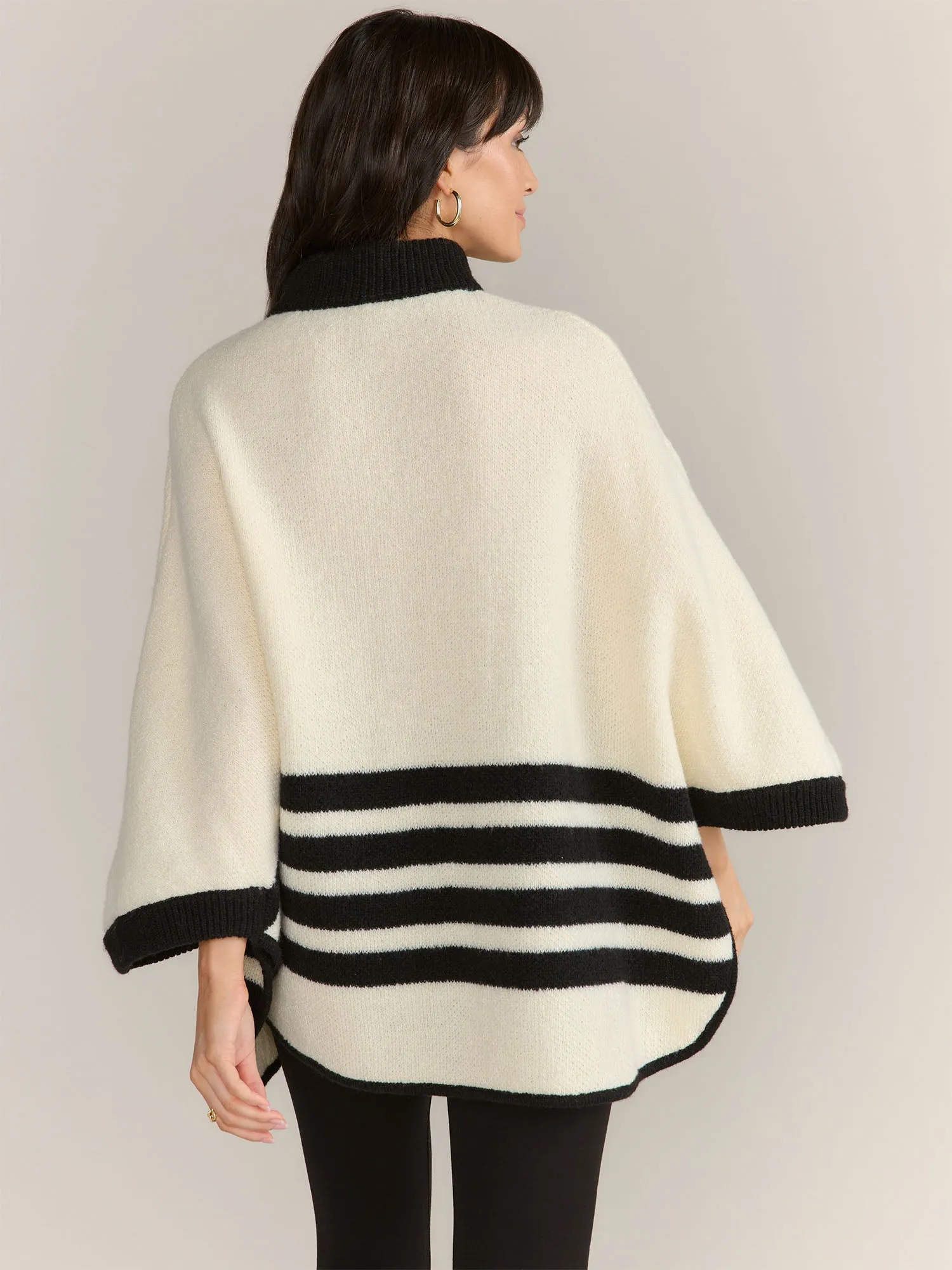 Striped Zipper Poncho