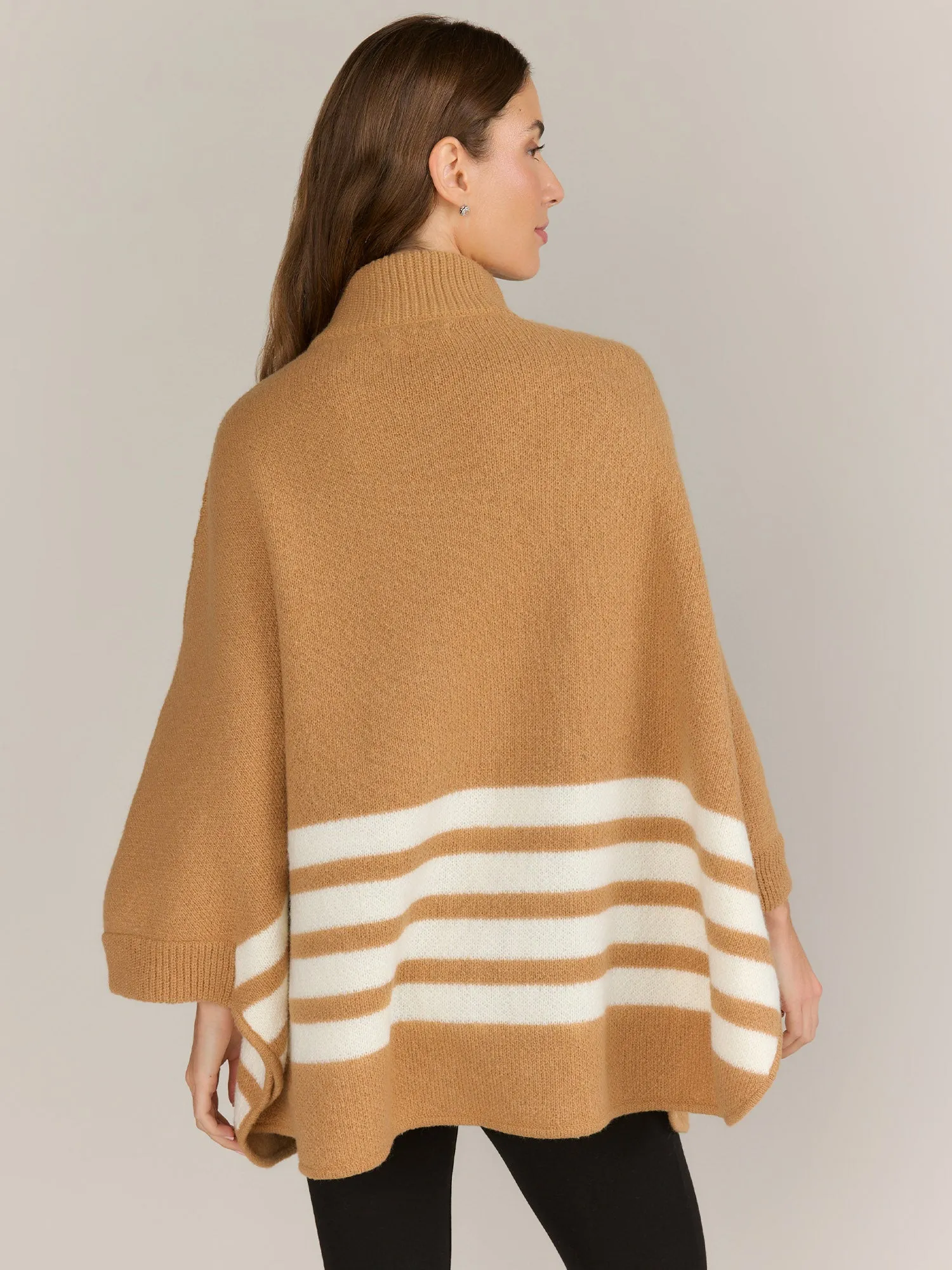 Striped Zipper Poncho
