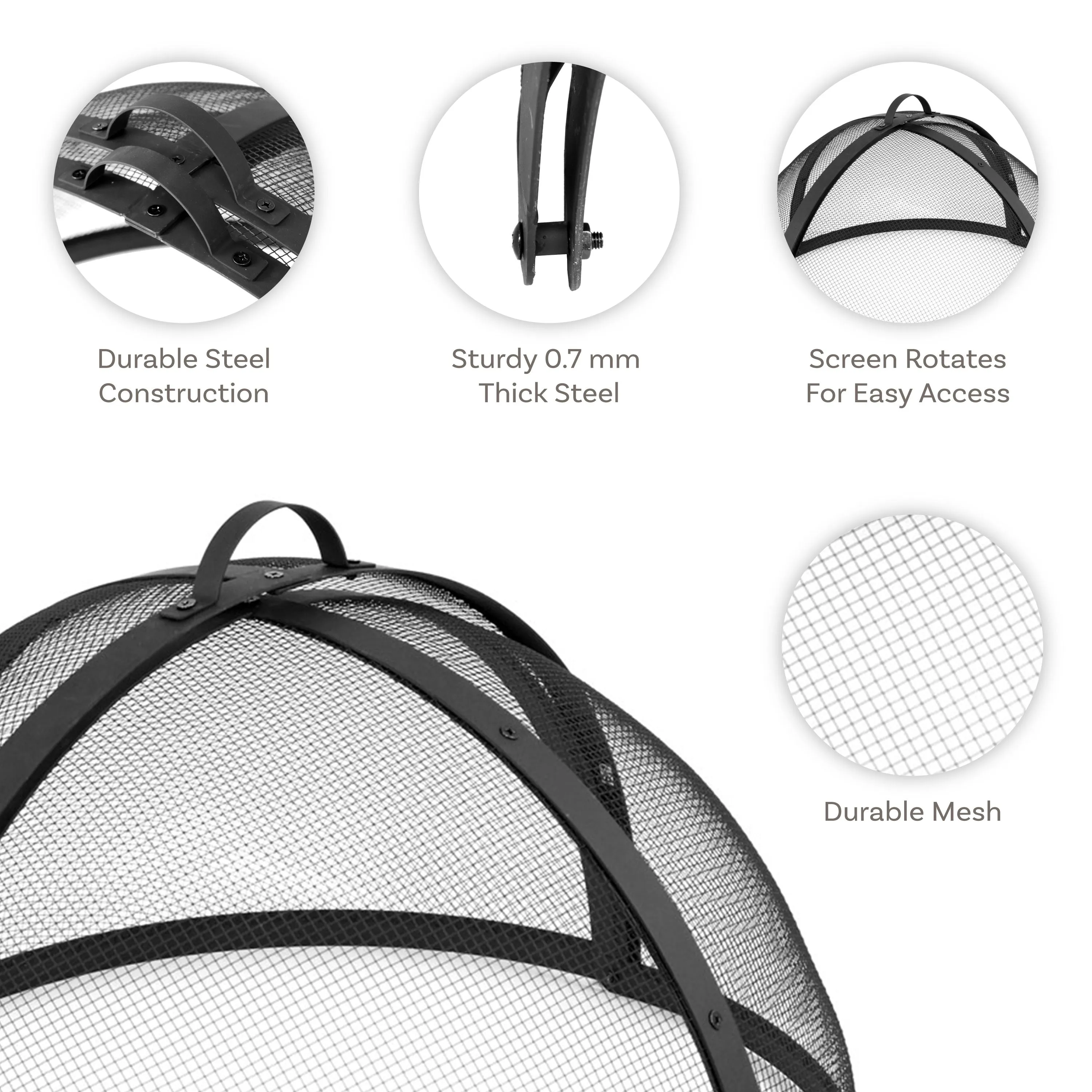 Sunnydaze Easy Access Steel Fire Pit Spark Screen