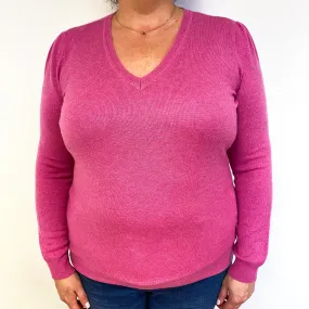 Sweet Pea Pink Cashmere V-Neck Jumper Extra Large