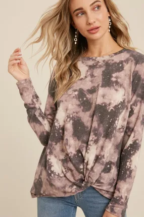 Twist-Front Crewneck Top Purple