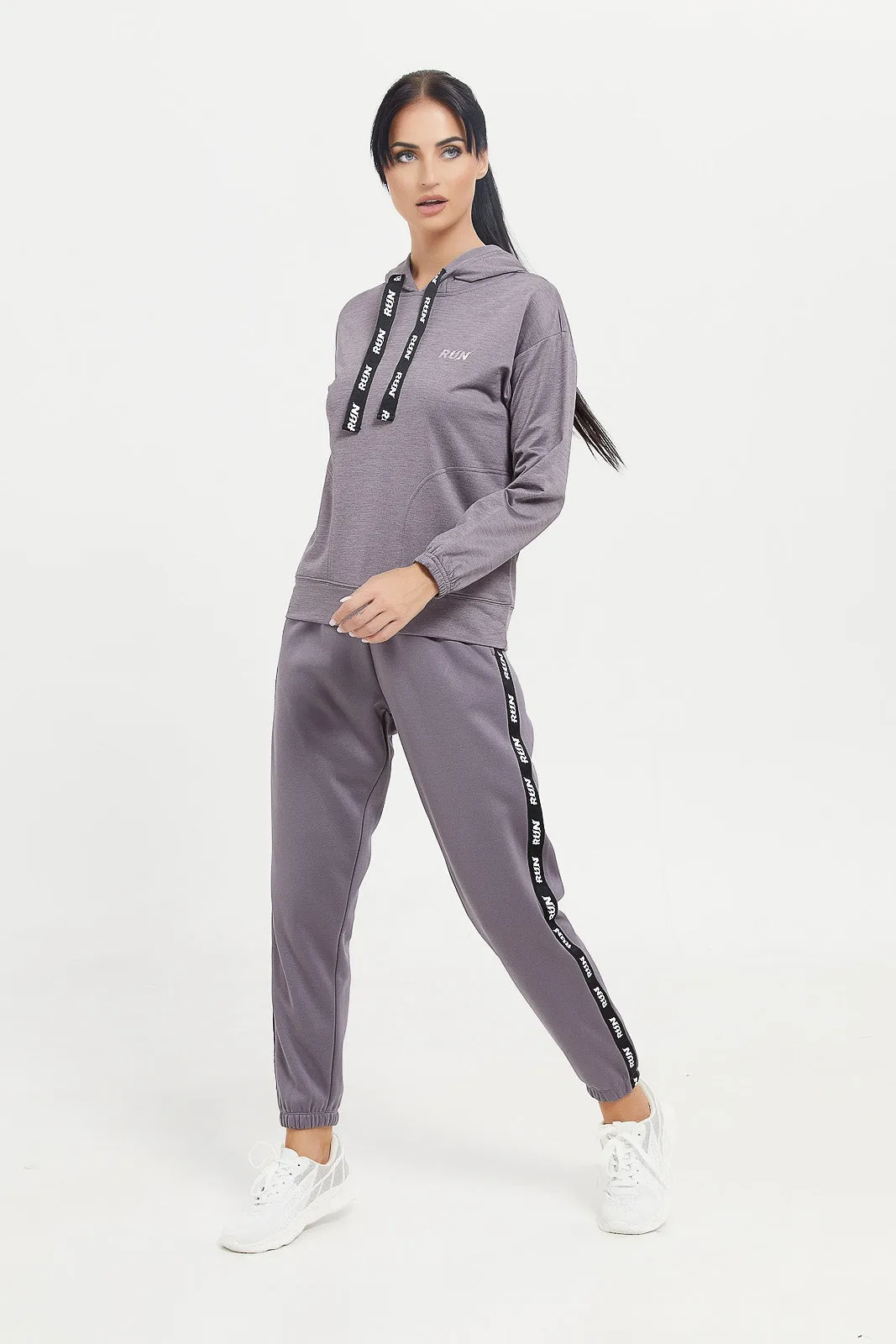 Women Grey Active Pant With Side Tape