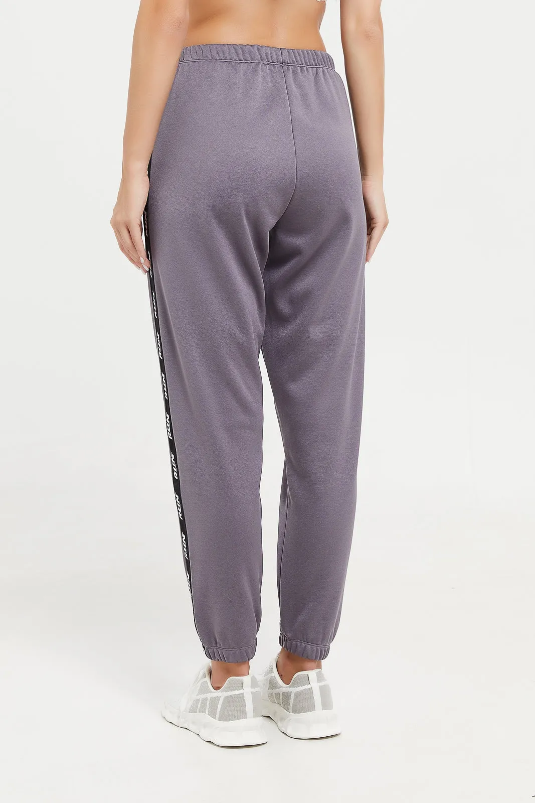 Women Grey Active Pant With Side Tape