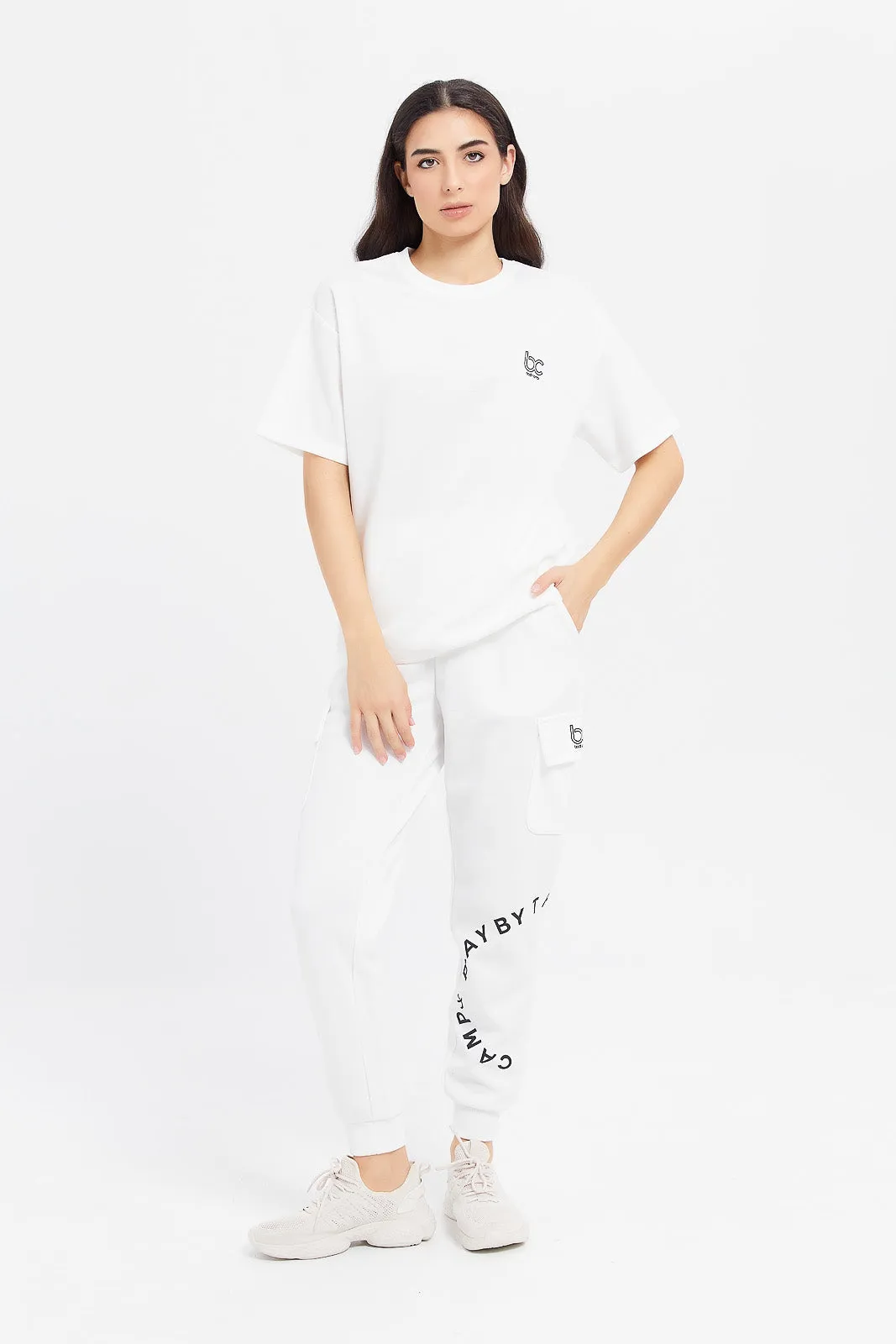 Women Ivory Printed Joggers